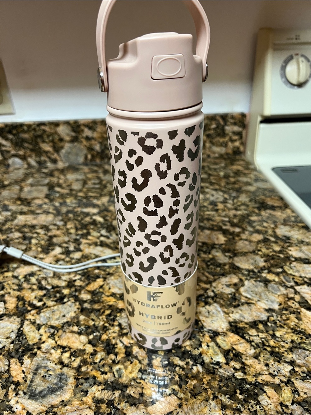 Hydraflow Hybrid Pink Leopard Print Stainless Water Bottle